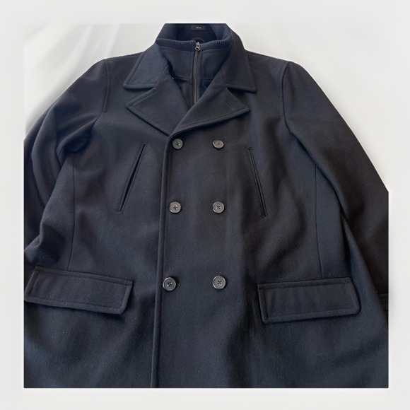 J. Ferrar Men's Double Breasted Wool Blend Coat Black Size XXL (50-52) - Picture 1 of 12
